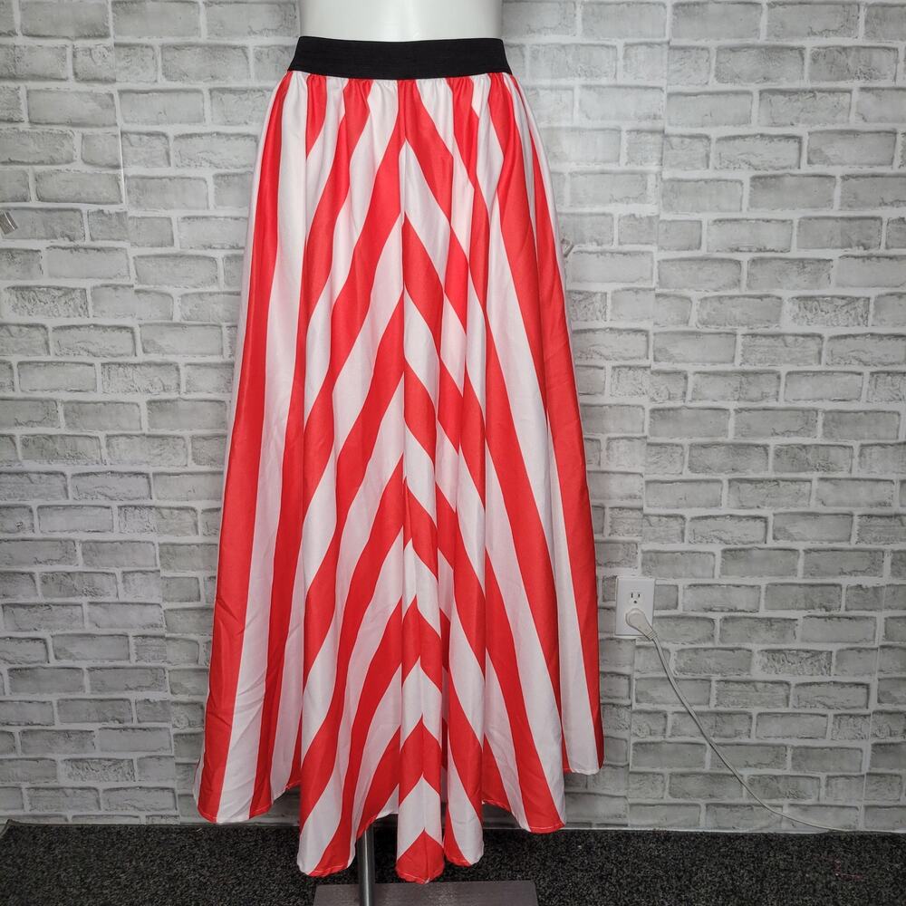 Red and White Striped Maxi Skirt Vintage